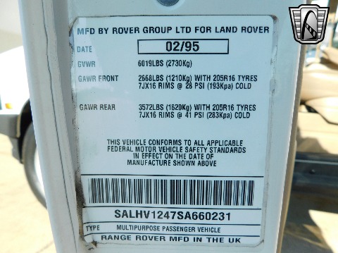 1995 Land Rover Range Rover image 109