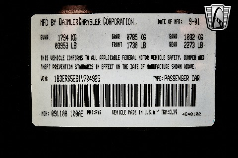 2001 Dodge Viper RT-10 image 153